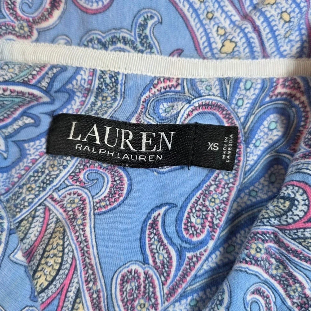 Lauren Ralph Lauren Womens XS Blue Paisley Pajama‎ Set RLR Capri Pants Shirt PJs